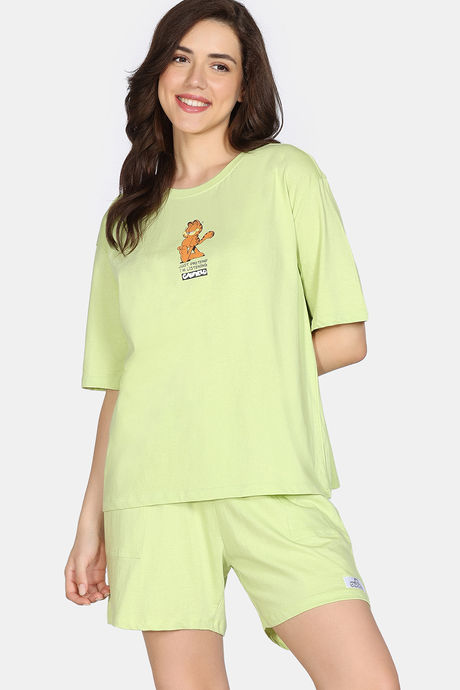 Zivame 2 Mile Fashion Knit Cotton Lifewear Set - Lettuce Green — image 2